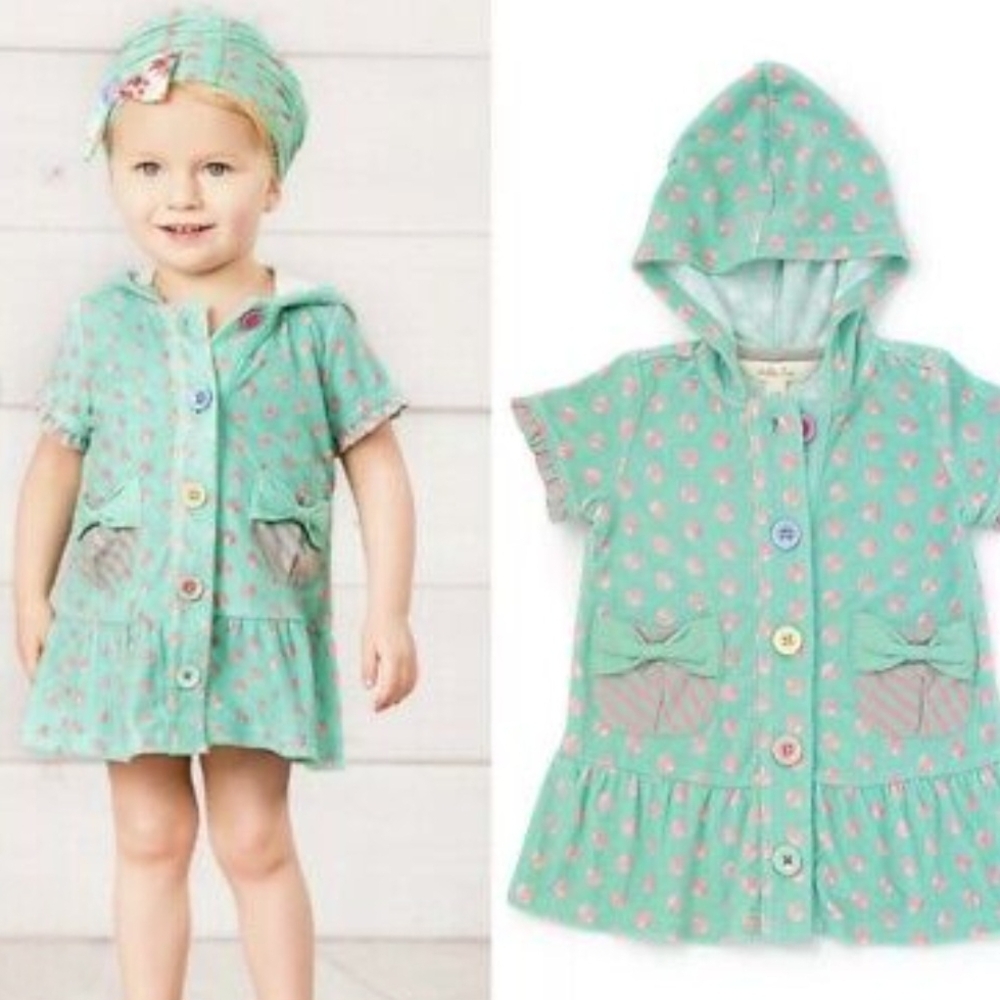 #1742 Matilda Jane Miss Mermaid Aqua & Pink Polka Dot Swim Coverup Sz.18-24 Mnth